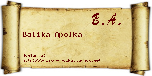 Balika Apolka névjegykártya